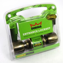 Dorma Entrance Cylindrical Knob Lockset DA3 Demen Finishes US5 Standard Satin Brass
